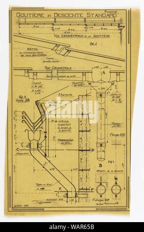 Dessin, conception d'un Mass-Operational Maison conçue par Hector Guimard, Drainspout La Construction, Octobre 1920 Banque D'Images