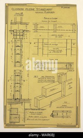 Dessin, conception d'un Mass-Operational Maison conçue par Hector Guimard, Construction de mur, Octobre 1920 Banque D'Images