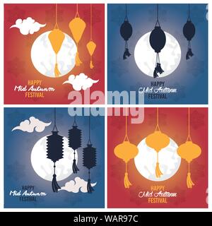 Mi-automne cartes festival heureux Illustration de Vecteur