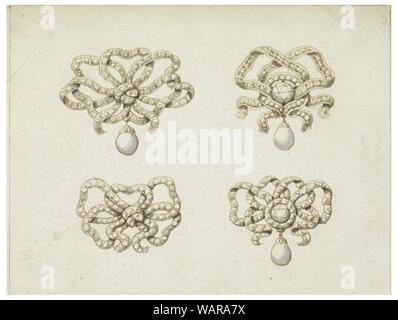 Dessin, Conception pour quatre noeuds Bow, 1825-50 Banque D'Images