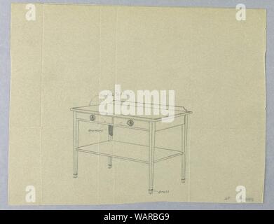 Le dessin, la conception de la table de service avec deux tiroirs et dosseret, 1900-05 Banque D'Images