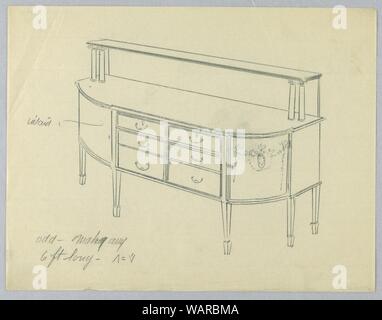 Dessin, Conception pour bahut avec six tiroirs, 1900-05 Banque D'Images