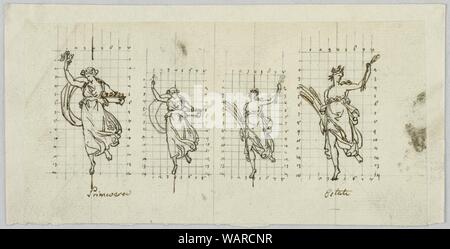 Dessin, Conception pour deux statues, le printemps et l'été, début du xixe siècle Banque D'Images