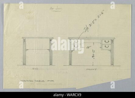 Dessin, Conception pour écrire la table de M. Dorn dans deux vues, 1900-05 Banque D'Images