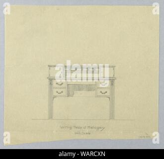 Le dessin, la conception de la table pour écrire avec des jambes massives, 1900-05 Banque D'Images