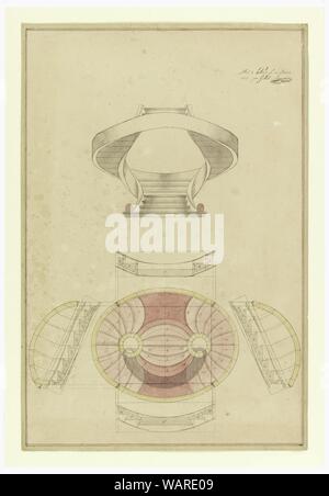 Le dessin, l'élévation et Plan d'un modèle d'escalier à l'Anglaise, 1836 Banque D'Images