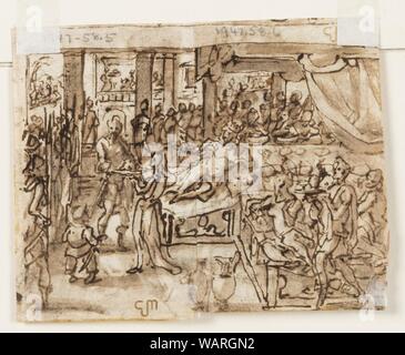 Dessin, la moitié de la page d'un cahier ; Vierge à l'enfant et un troisième chiffre, ca. 1590 Banque D'Images