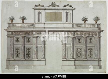 Dessin, Projet pour une élévation de l'architecture de jardin (entrée d'une Villa ou jardin), 1725-75 Banque D'Images