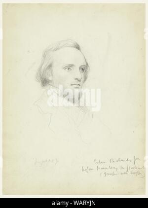 Dessin, croquis de Peter Richards' Head pour son portrait, 1849 Banque D'Images