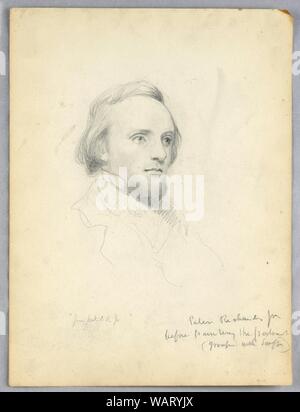 Dessin, croquis de Peter Richards' Head pour son portrait, 1849 Banque D'Images