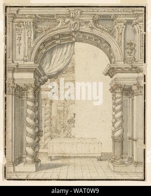 Le dessin, la mise en scène- Chambre avec alcôve, ca. 1790 Banque D'Images