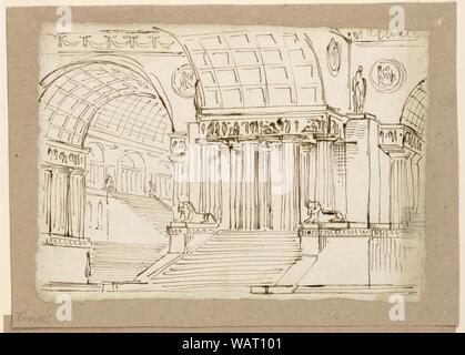 Dessin, mise en scène, immeuble ancien avec voûtes, début du xixe siècle Banque D'Images