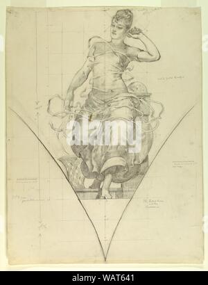 Dessin, le téléphone et le Ticker (étude pour la murale 'électricité comme appliquée à des fabricants et du Commerce, bâtiment d'arts libéraux, Chicago World's Columbian Exposition, 1892, 1892 Banque D'Images