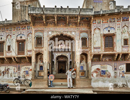 Morarka Haveli, Nawalgarh, région de Shekhawati, Rajasthan, Inde Banque D'Images