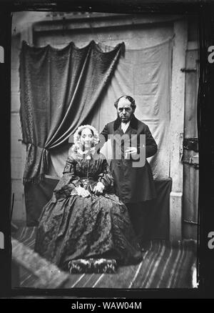 Vrouw van Dubbelportret ont rencontré muts kanten, 1860 - 1870 (max res). Banque D'Images