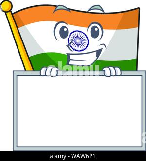 Souriant avec drapeau indien conservés dans le tiroir de dessin animé Illustration de Vecteur