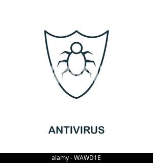 L'icône de la ligne fine d'Antivirus. Creative Design simple de la collection d'icônes. Décrire l'icône antivirus pour le web design et l'utilisation des applications mobiles Illustration de Vecteur