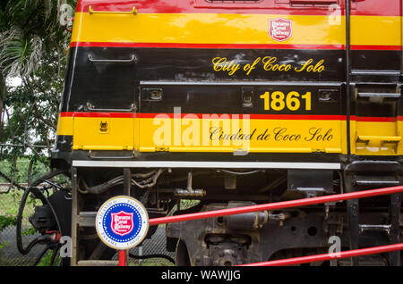 Panama canal Railway dans la gare de Corozal. Le chemin de fer du canal de Panama est un chemin de fer historique et important qui est parallèle au canal de Panama Banque D'Images