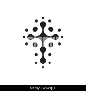 Symbole chrétien, noir points de connexion icône. Logo de l'église modèle. Vector illustration isolé. Illustration de Vecteur