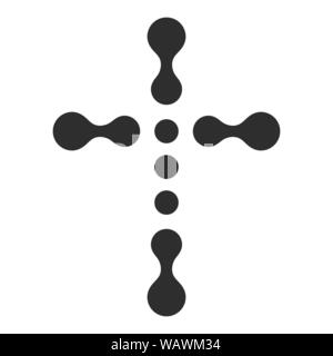 Symbole chrétien, points de connexion noire croix. Logo de l'église modèle. Vector illustration isolé. Illustration de Vecteur