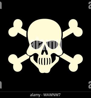 L'icône du crâne blanc isolé sur fond sombre Illustration de Vecteur