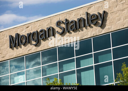 Un logo affiche à l'extérieur d'un établissement occupé par Morgan Stanley à South Jordan, Utah le 27 juillet 2019. Banque D'Images