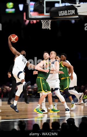 Melbourne, Australie. Août 22, 2019. 22 août 2019 Marvel ; Stadium, Melbourne, Victoria, Australie ; Basket-ball International, United States of America comparativement à l'Australie de basket-ball-boom ; Harrison Barnes de USA attrape le rebond - éditorial uniquement. Credit : Action Plus Sport Images/Alamy Live News Banque D'Images