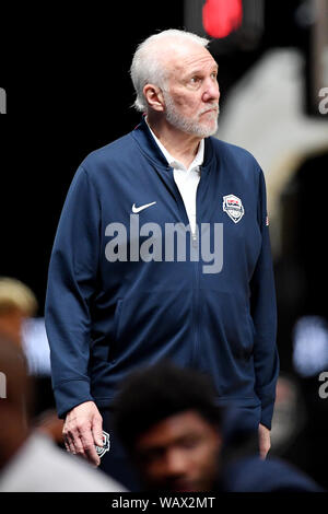 Melbourne, Australie. Août 22, 2019. 22 août 2019 Marvel ; Stadium, Melbourne, Victoria, Australie ; Basket-ball International, United States of America comparativement à l'Australie de basket-ball-boom ; USA Coach Gregg Popovich - éditorial uniquement. Credit : Action Plus Sport Images/Alamy Live News Banque D'Images