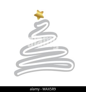 Arbre de Noël dessin simple avec Golden Star vector illustration EPS10 Illustration de Vecteur