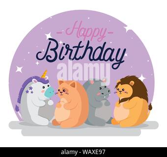 Joyeux Anniversaire Parti Animaux Image Vectorielle Stock Alamy