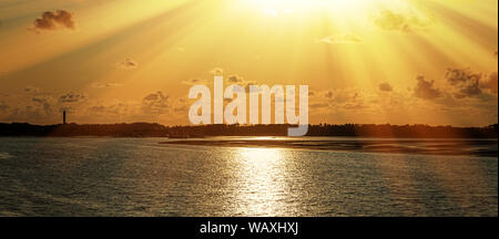 Coucher du soleil sur l'île Amrum, Allemagne Banque D'Images