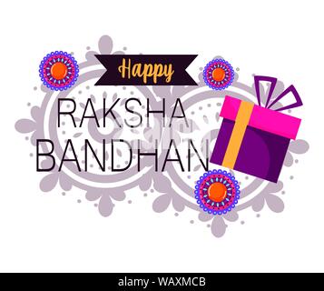 Happy Raksha bandhan poster boîte-cadeau design fleuri vector illustration Illustration de Vecteur
