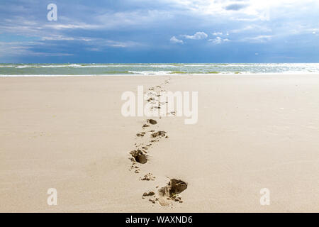 Empreintes de pieds dans le sable, l'île Amrum Banque D'Images