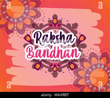 Happy Raksha bandhan poster gems fleurs décoration ornement design vector illustration Illustration de Vecteur