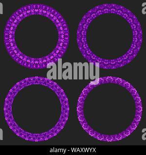 Ensemble de 4 cadres ronds mosaïque en gravier - dessins vectoriels wreath Illustration de Vecteur