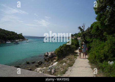 Suha punta beach, île de Rab, Mer Adriatique, la Croatie, l'Europe Banque D'Images