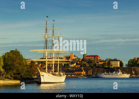 AF Chapman est l'île de Skeppsholmen Youth Hotel navire ancré sur l'île. Stockholm, Suède. Banque D'Images