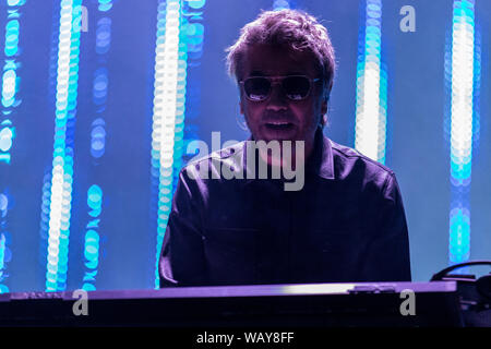 Le parrain de la musique électronique Jean-Michel Jarre - Electronica Tour live au Festival de Bluedot Observatoire Jodrell Bank en 2016 Banque D'Images