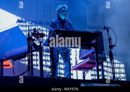 Le parrain de la musique électronique Jean-Michel Jarre - Electronica Tour live au Festival de Bluedot Observatoire Jodrell Bank en 2016 Banque D'Images