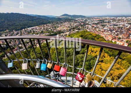 Fribourg en Brisgau, tour d'observation sur la colline du Château, Castle Hill Tower, vue sur toute la ville, châteaux d'amour, Banque D'Images