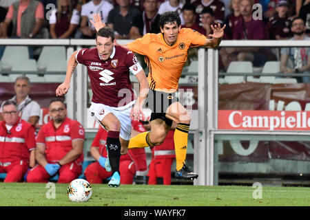 Andrea Belotti (Torino FC) au cours de la Ligue Europa 2019-2020 match de football entre Torino FC et FC Wolverhampton Wanderers au Stadio Grande Torino sur 22 août 2019 à Turin, Italie. Banque D'Images