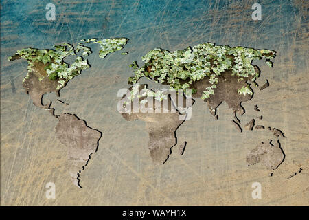 Carte du monde décrit environ avec fond blanc Banque D'Images