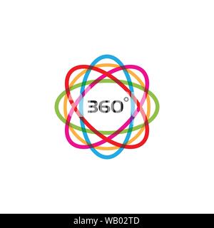 360 degrés sur les icônes vectorielles connexes Modèle de conception Illustration de Vecteur
