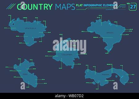 Collection de cartes vectorielles télévision infographique avec éléments. Illustration de Vecteur