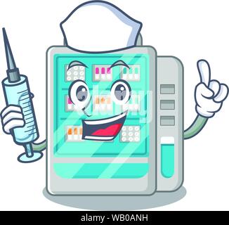 Médicaments infirmière distributeur automatique de caractères Illustration de Vecteur