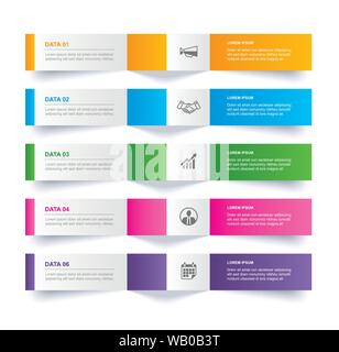 Dans l'onglet infographies papier horizontal index avec 5 modèle de données. Résumé fond d'illustration vectorielle. Peut être utilisé pour la mise en page de flux, les st Illustration de Vecteur