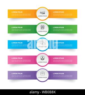 Dans l'onglet infographies papier horizontal index avec 5 modèle de données. Résumé fond d'illustration vectorielle. Peut être utilisé pour la mise en page de flux, les st Illustration de Vecteur