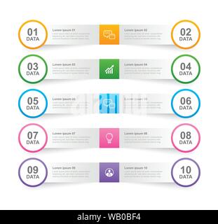 Dans l'onglet infographies papier horizontal index avec 10 Modèle de données. Résumé fond d'illustration vectorielle. Peut être utilisé pour la mise en page de flux, les entreprises s Illustration de Vecteur