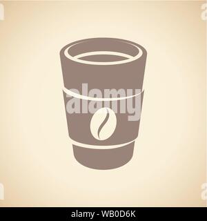 Vector Illustration papier brun de l'icône représentant une tasse de café ou de thé isolé sur un fond beige Illustration de Vecteur