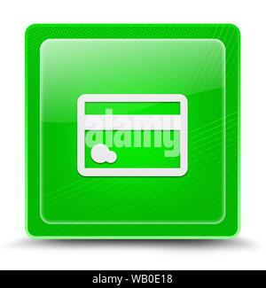 L'icône de carte de crédit isolé sur la place verte bouton glassy abstract illustration Banque D'Images